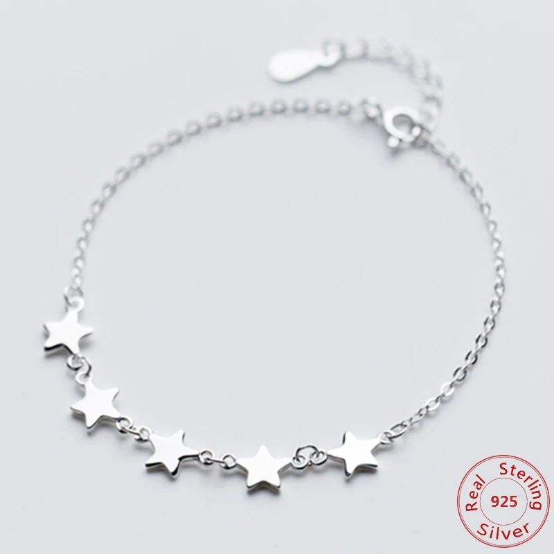 

Real 925 Sterling Silver Bracelets for Best Friend Stars Statement Bracelets Women Girls Bangles Jewelry Nice Charming Gifts