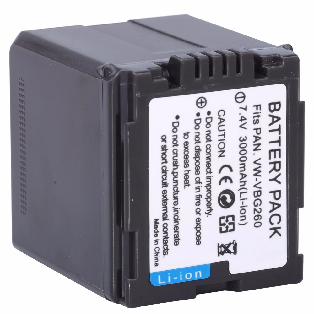 Batteria Agli Ioni Di Litio Compatibile Panasonic VW-VBG130/E-K: 7,4V, Alta Capacità. Sostituisce Modelli Originali Per Videocamere HDC-HS, HDC-SD, NV-GS, VDR-D E Molti Altri. Con Protezioni Integrate.