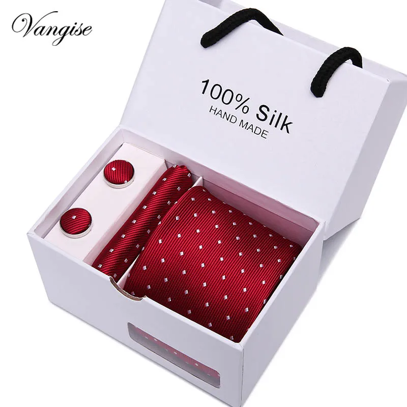 Дизайн набор галстуков с подарочной коробкой жаккардовый плетеный галстук шелковый галстук Hanky запонки наборы галстуков для свадебной вечеринки для мужчин - Цвет: SB43