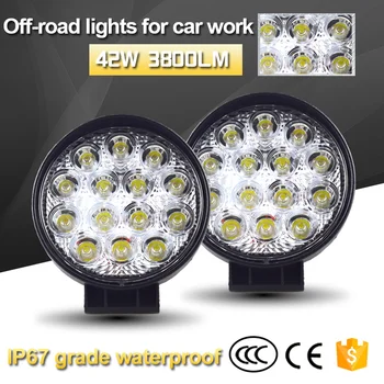 

42W Offroad slim Led Work Light 12v Driving Lamp 4x4 led tractor headlight spotlight for boats car suv atv