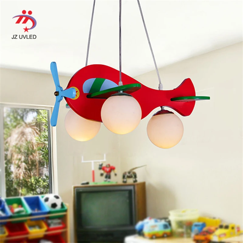 

Simple cartoon airplane creative LED 9W bulb chandelier for children room decoration three-color adjustable lighting