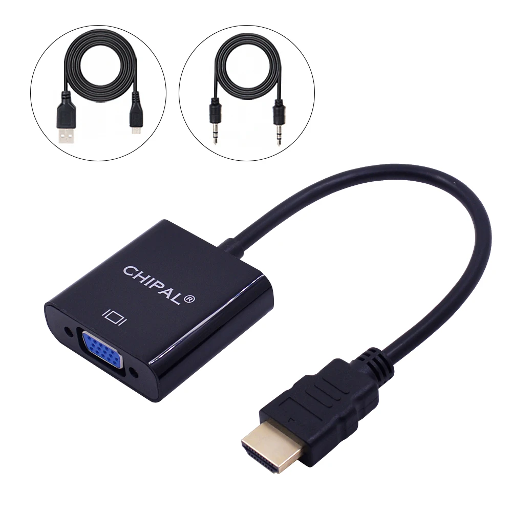 

CHIPAL 10pcs For HDMI to VGA Converter with Audio Cable + USB Power Supply For PS3 For PS4 PC Computer to HDTV Monitor Display