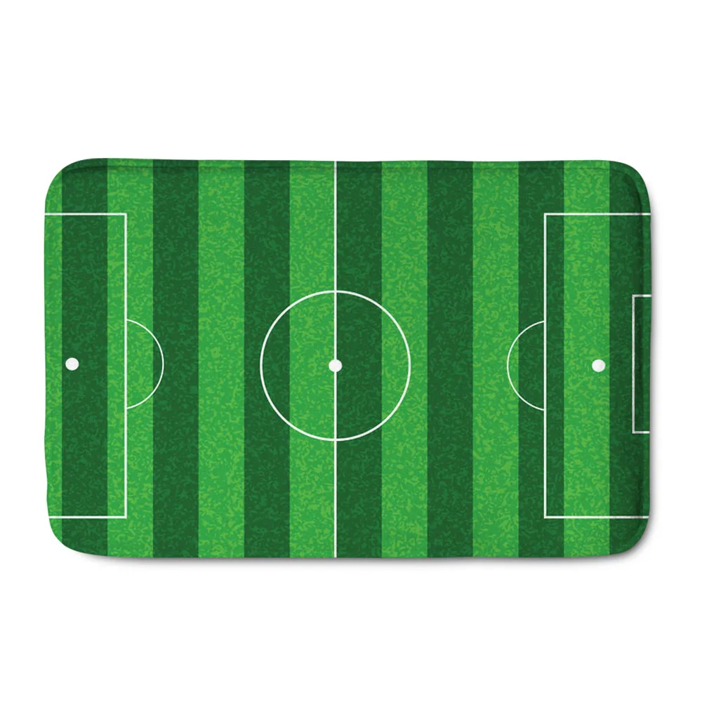 

Creative Football Field Print Front Door Mat Green Nonslip Entrance Floor Doormats Flannel Outdoor Kitchen Living Room Area Rugs