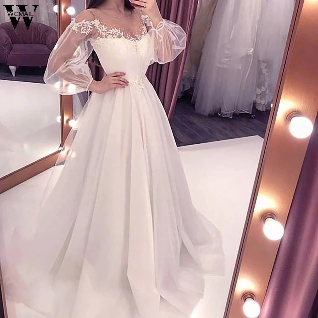 

New dresses Women's sexy word shoulder mesh perspective dress Elegant and romantic white S~XL May24