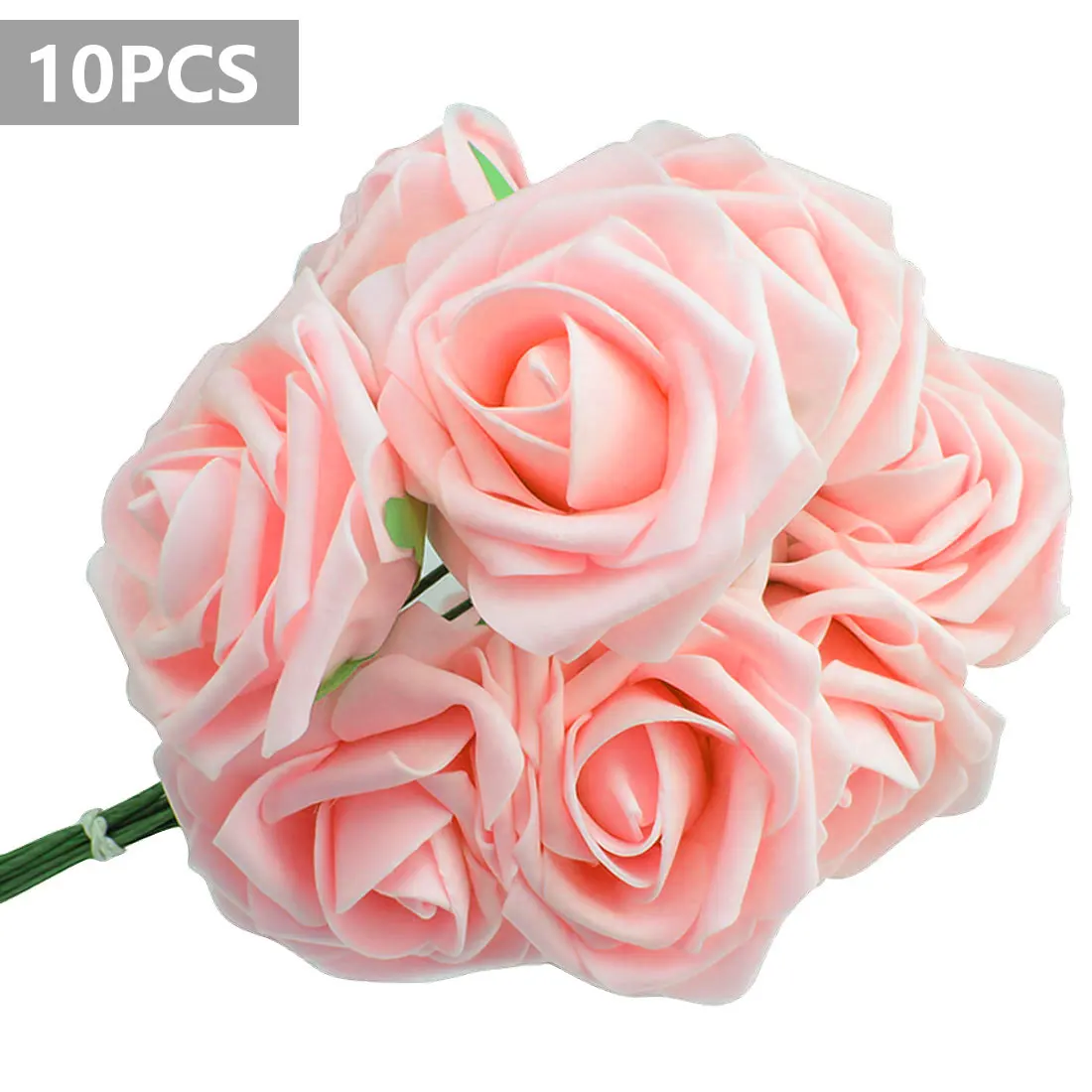 10 голов 7 см искусственные розы Свадебные невесты букет полиэтиленовый пенопласт DIY домашний декор розы Свадебные украшения 11 цветов - Цвет: Light Pink