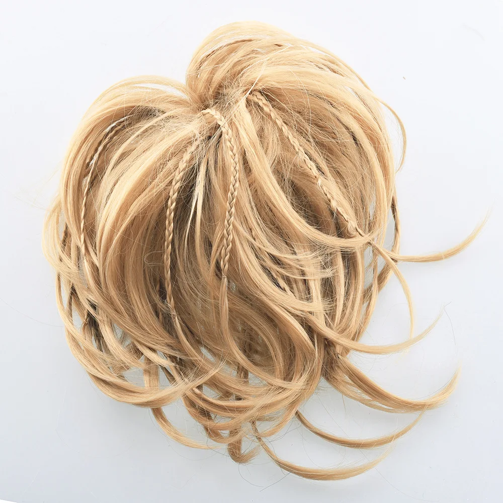 Gres пончик лента для волос Термостойкое волокно черный/Блонд коса шиньон для невест Женские синтетические волосы булочки с резинкой