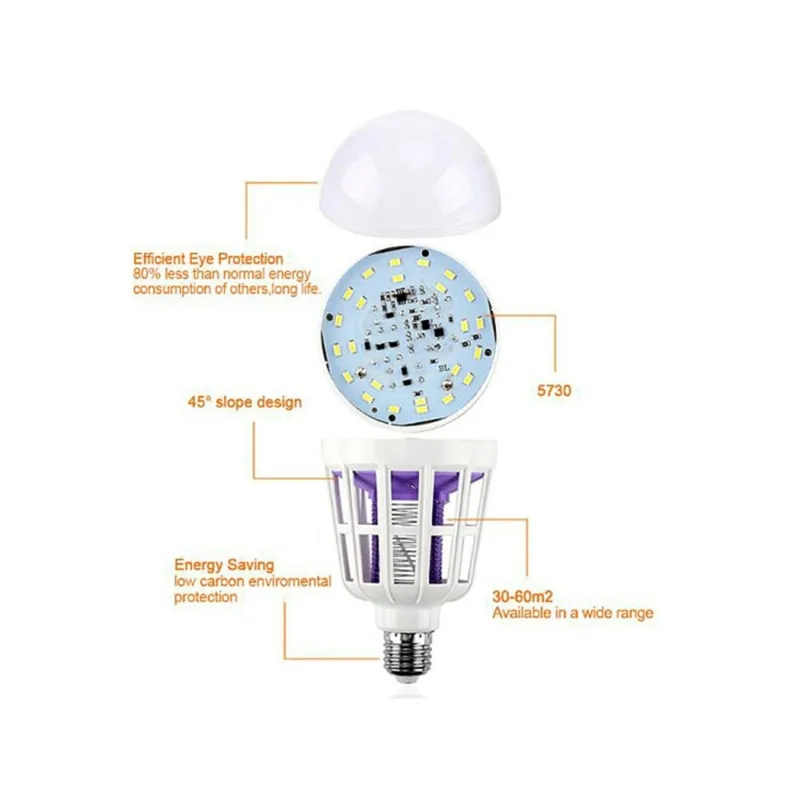 Lamparas 220V E27 UV LED Bulb 15W Electric Mosquito Killer Lamp Insect Trap Ball Light Anti Repellent Fly Bug Zapper Lighting