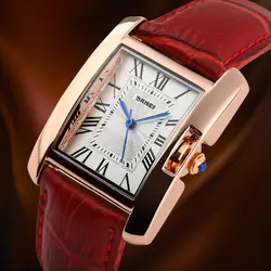 Часы для женщин Элегантный часы ретро Роскошные брендовые Кварцевые женские кожаные Наручные часы relogio feminino SKMEI