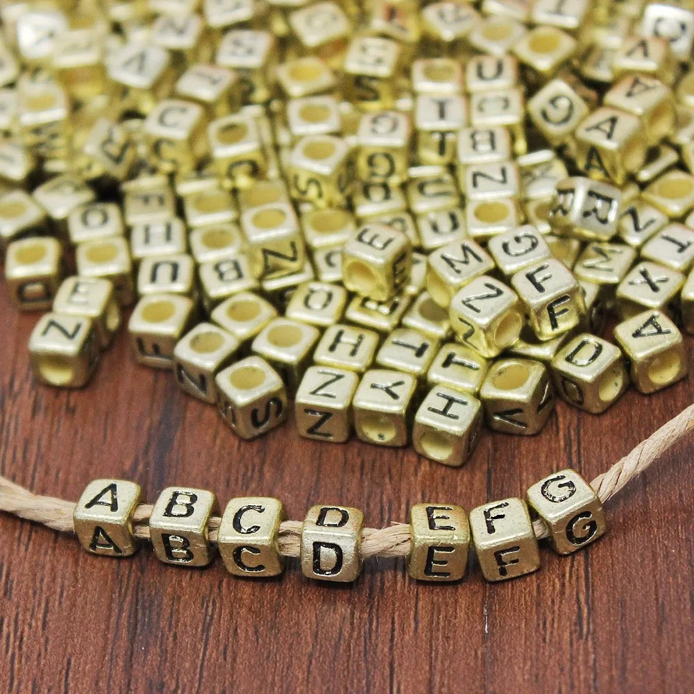 

Bulk Wholesale 200pcs Gold Alphabet Letter DIY Loose Spacer Beads for Handmade Beading Bracelet Necklace Jewelry Making Craft