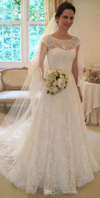 vestido de noiva com manga rendada