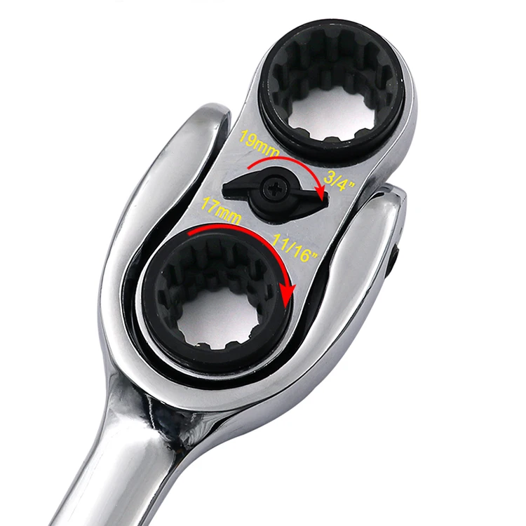 Гибкая поворотная головка трещотка комбинированный гаечный ключ гаражный метрический ручной инструмент 8 мм-19 мм для авто и домашнего ремонта