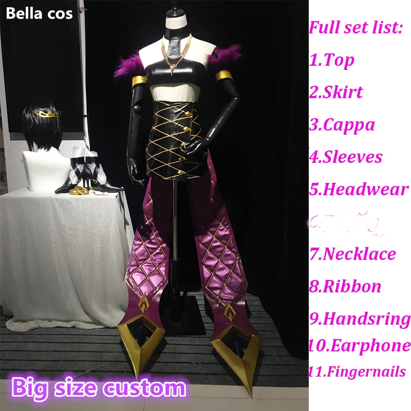 

High end custom big size LOL KDA Evelynn cosplay costume dress outfits Halloween costumes for women full set outfits Uniform cos