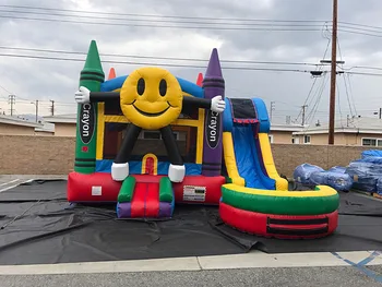 Buy PVC Inflatable Bounce House With Slide Jumping For Kids With Blower