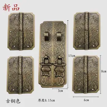 

[Haotian vegetarian] shoe bookcase Chinese antique cupboard handle kit trumpet handle Interlocking Patterns