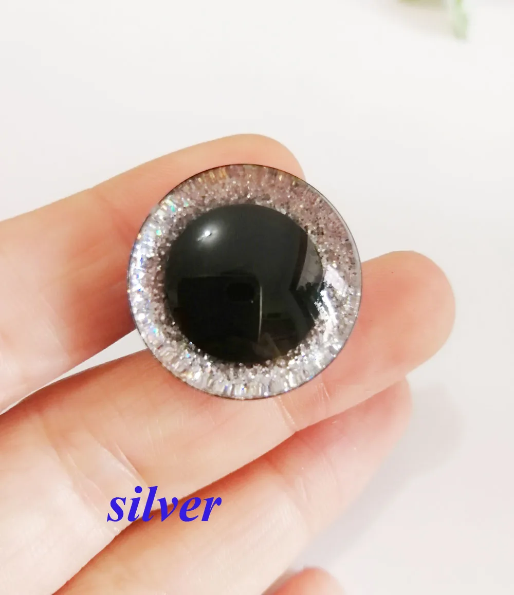 12pcs/lot--new 12mm 14mm 16mm 18mm 20mm 24mm 30mm 35 clear 3D safety toy eyes +glitter Nonwovens+ washer--size & color option-N6 10