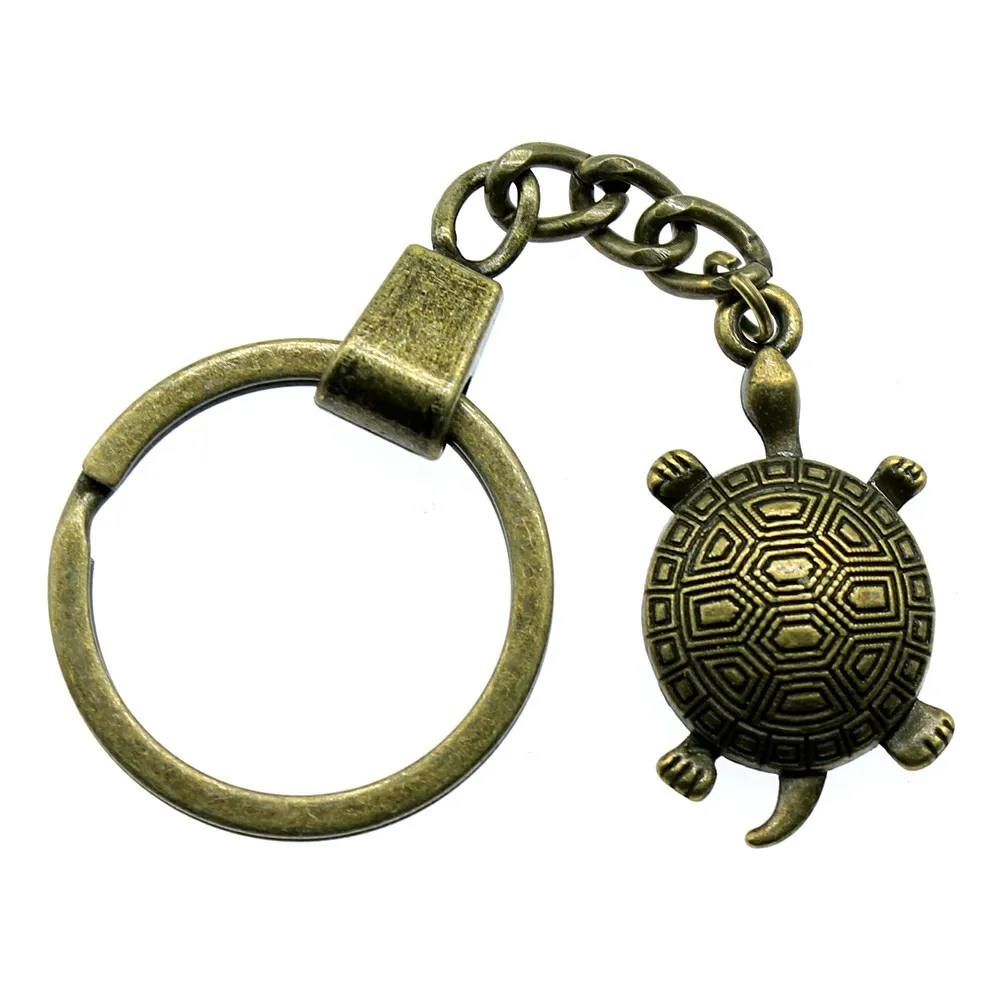 

New Vintage Keychain Antique Bronze Color 34x28mm Tortoise Pendant Key Chain Ring Holder Dropshipping