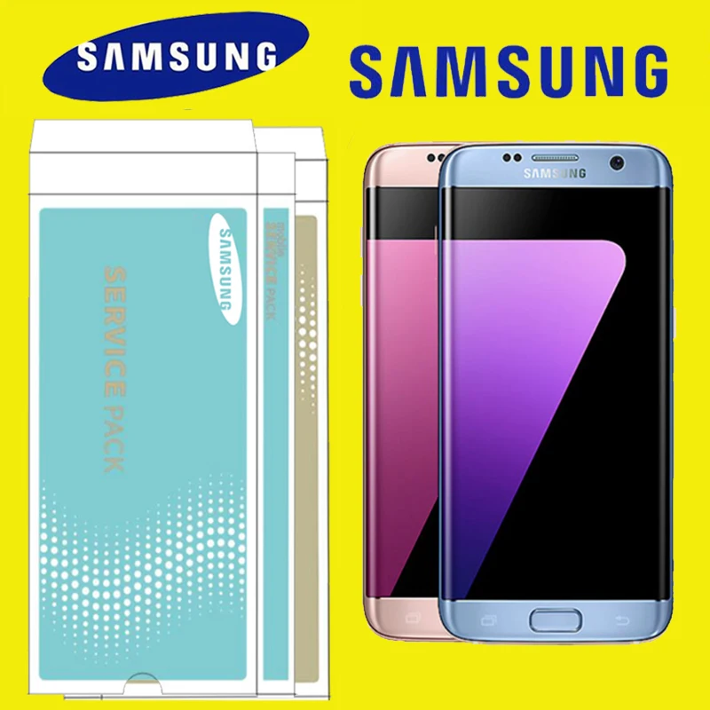 

ORIGINAL Pink Coral Blue LCD with Frame for SAMSUNG GALAXY s7 edge Display G935 G935F with SERVICE PACK Replacement Parts