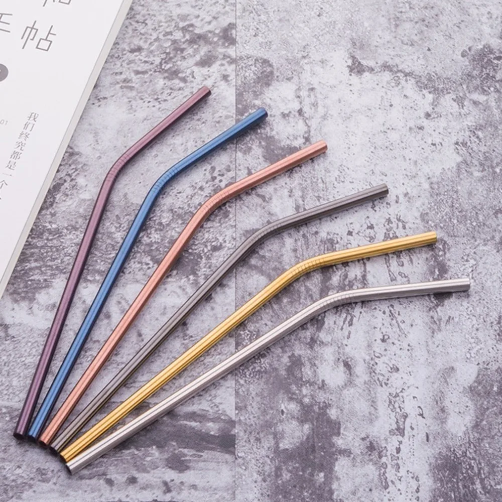 

Colorful 304 Stainless Steel Straws Reusable Drinking Straw Metal Bent Straw Drink Tea Bar Kit 6 Colors Drop Shipping