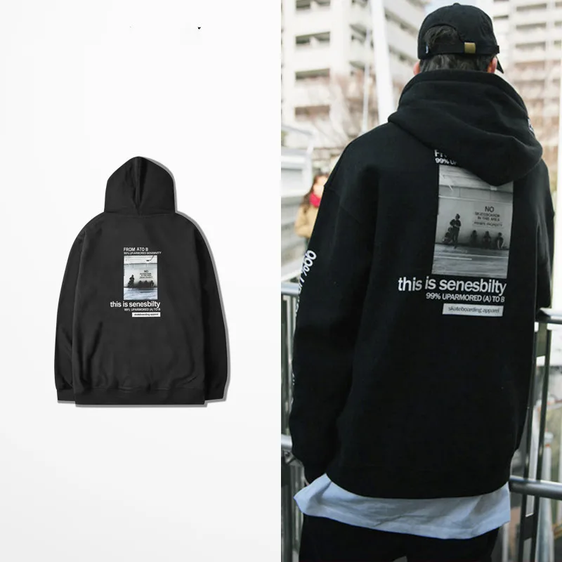 Ulzzang Ins Korean Fashion Mens Hoodies And Sweatshirts This Is Senesbilty From Ato B Print Hip Hop Sweatshirt Men Kanye Hoodie