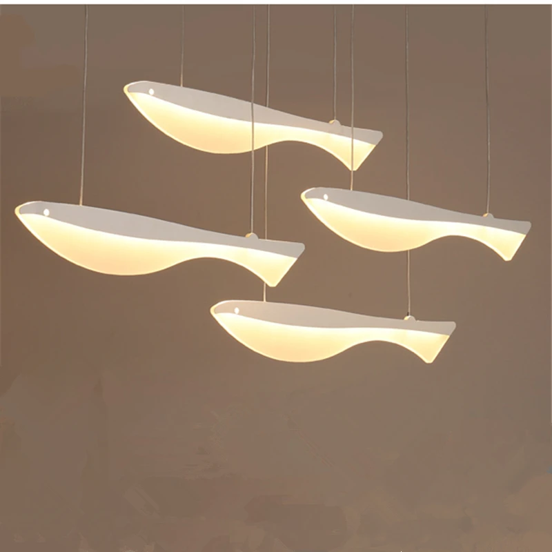 

Creative Fish-Shaped Loft Pedant Lamp LED Ceiling Light Nordic Simple Modern Restaurant Coffee Bar Single Head Chandelier Decor