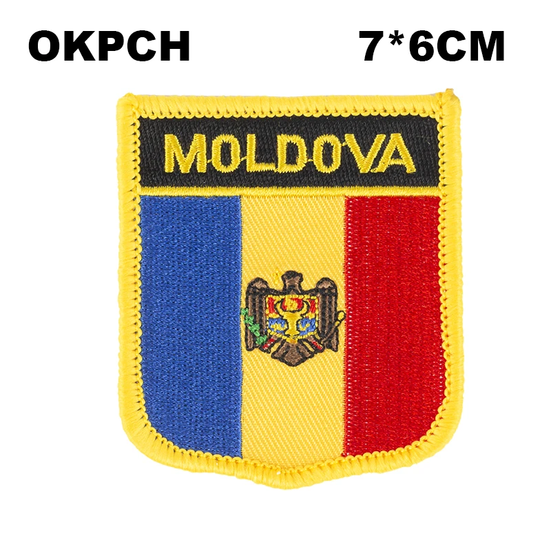 

Moldova Shield Shape Flag patches embroidered flag patches national flag patches for Cothing DIY Decoration PT0130-S