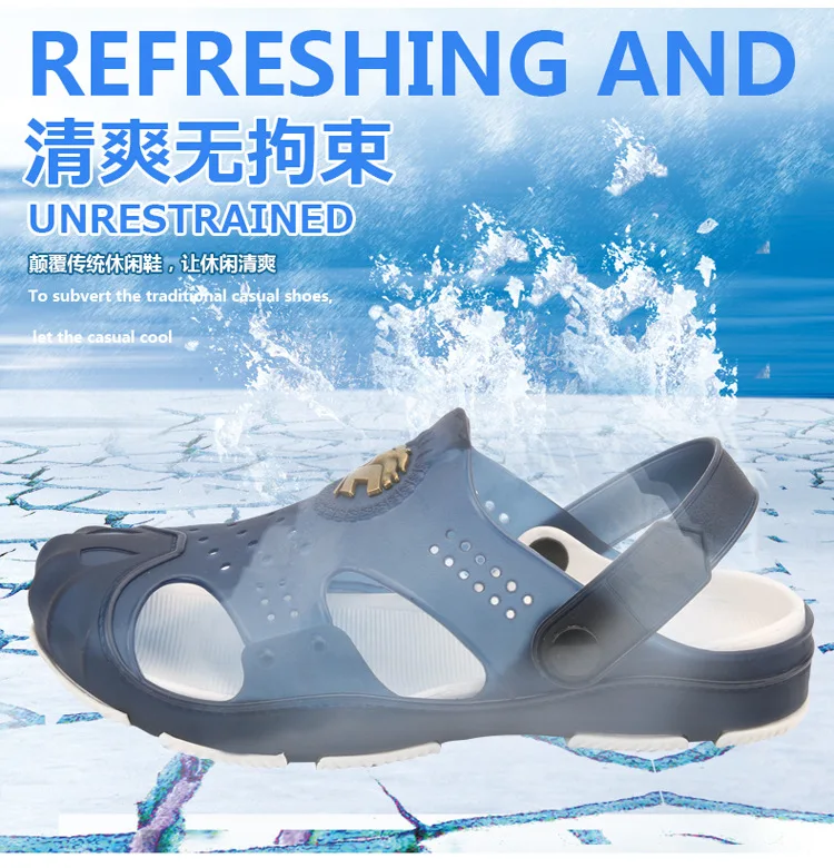 Прозрачная Летняя обувь мужские пляжные сандалии тапочки с отверстиями Для мужчин вьетнамки свет Sandalias открытый летний Chanclas кросы