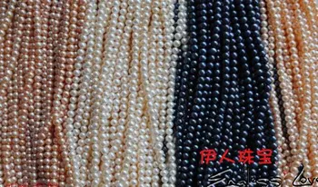 

FREE SHIPPING Wholesale 4.5-5.5mm Natural Pearl Necklace String, Pearl Strand 38cm Long, 5 pcs/lot