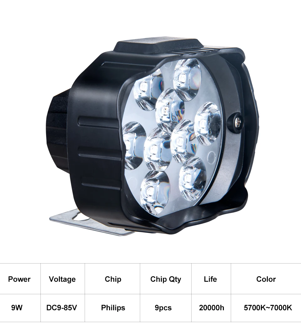 LED Work Lights Auxiliary Lights Headlights 9 Chip 9W Super Bright Canbus for Chevrolet motorcycle truck Off-road vehicle Moped (2)