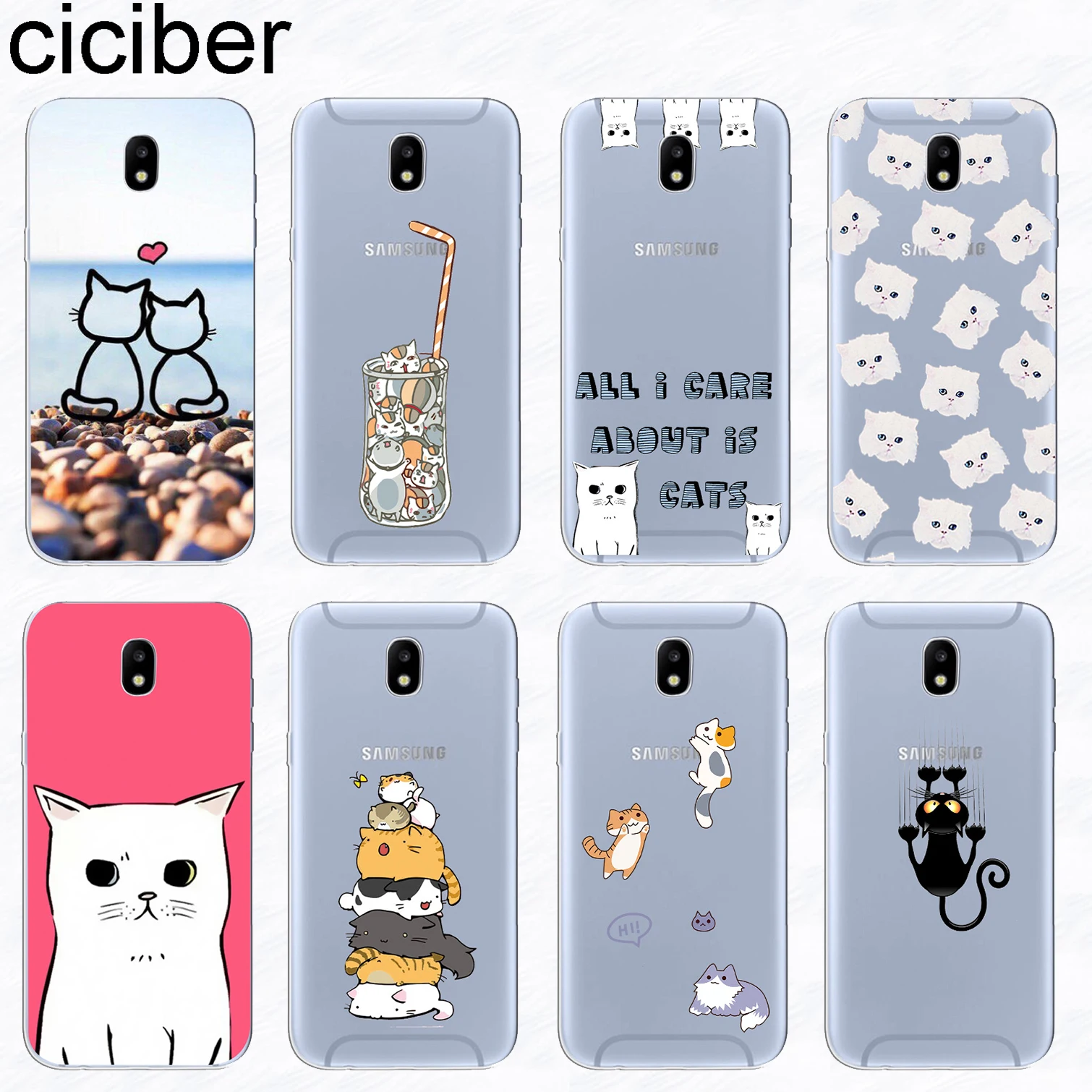 

ciciber Cat Kitten Phone Case for Samsung Galaxy J6 J5 J8 J7 J4 J3 J2 J1 Pro Core Prime mini Plus 2016 2017 2018 Soft TPU Coque