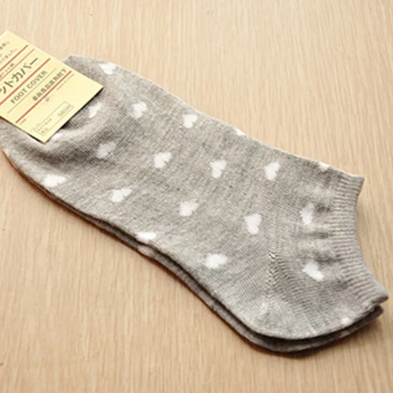 

Cute Women Girls Polyester Casual Breathable Love Heart Anklet Short Boat Cotton Socks QL Sale