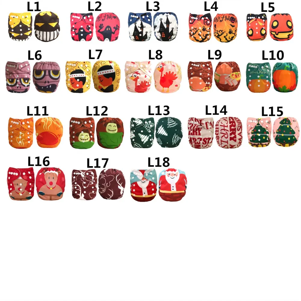 

[Sigzagor]10 Baby Cloth Diapers,Nappies,Pocket Reusable Washable, Thanksgiving Halloween Christmas Holiday 2017 New 18 Prints