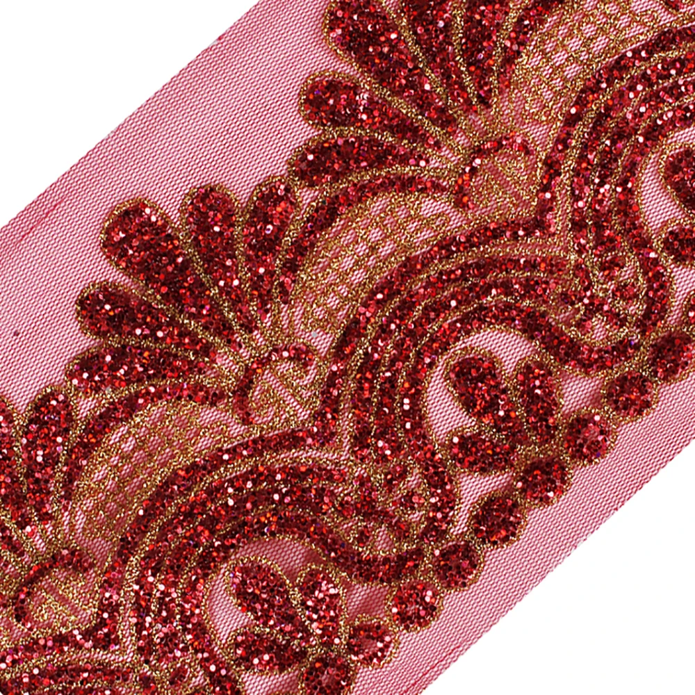 

20yard Beaded Sequin Flower Trimming Mesh Lace Ribbon Cord Fabric Trim Tape Embellishment Bridal Dress Trim DIY Sewing T2556