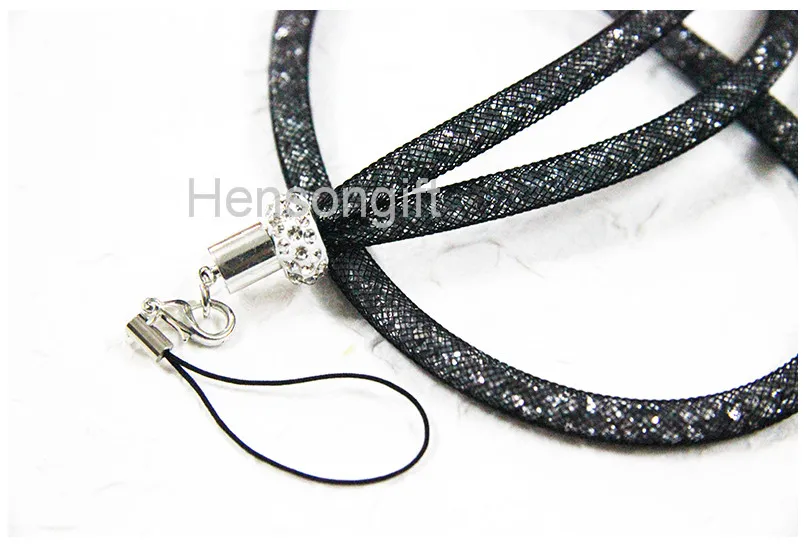 Кристалл Bling Key Lanyard ID значки держатели сетки пряжа мобильный шеи ремни создание цепи браслет 8 цветов