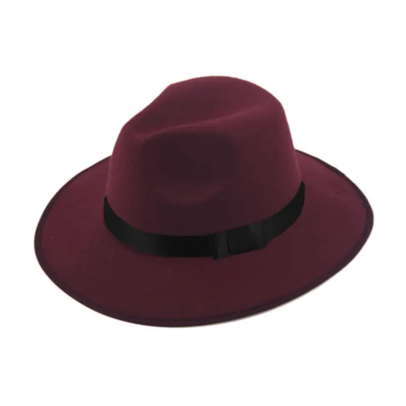 Для женщин и мужчин унисекс Винтаж воздуходувка джаз танец шляпа Трилби котелок фетровая шляпа шляпы - Цвет: wine red