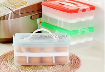 

Portable Plastic Egg Carton Storage Box Case two layer can put 24 eggs