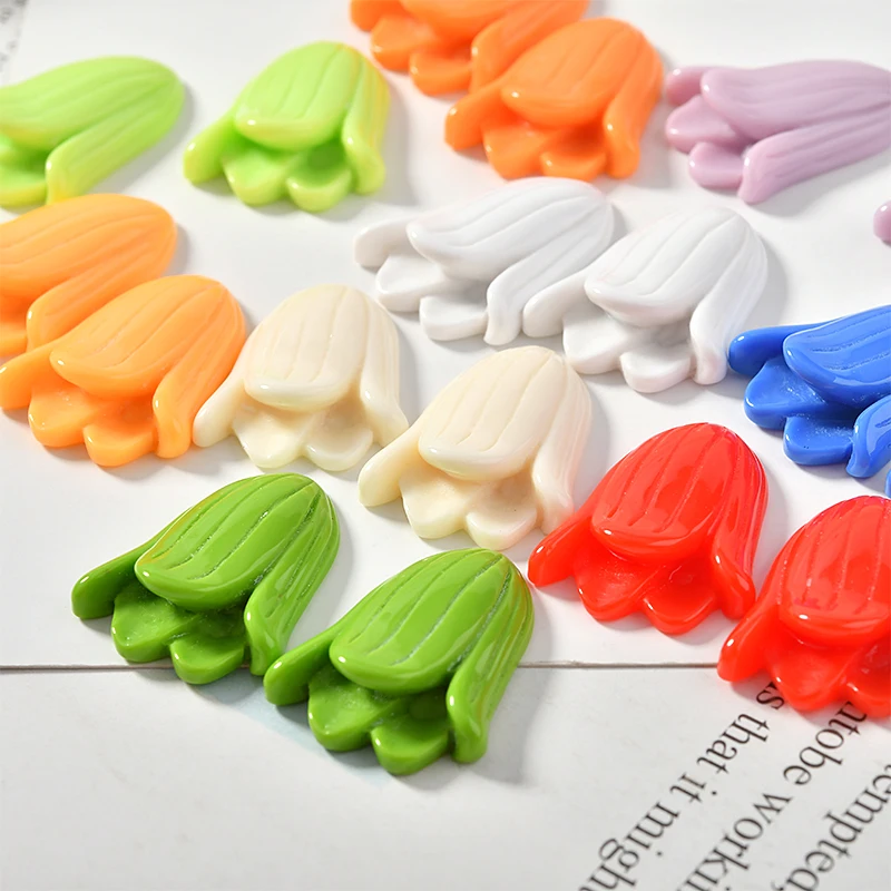 

Free Shipping 26*20MM Flatback Colorful Resin Plastic Flower tulip Shape Cabochons DIY Jewelry Findings Ornament Decor Cameo