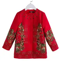 4y-14y Spring\autumn Coat Girls Coat 2018 Brand Fille Floral Retro Clothing Children Long Style Outwear for Baby High Quality