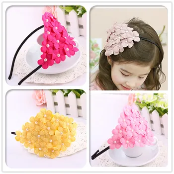 

2019 Kids Infant Baby Girls Cute Hairband Boutique Petal Flower Pearl Headwear Kids Turbans Accessoire Headband Baby Headdress