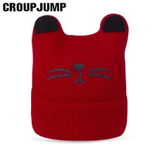 В форме головы кота детские зимние шапки вязаные шапочки для мальчиков и девочек толстые зимние шапки теплые вязаные шапки для детские вязаные шапки