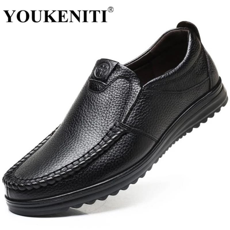 

Luxury Genuine Leather Brand Men Shoes Casual Leather Fashion Trendy Black Brown Flat Shoes for Men Drop Shipping