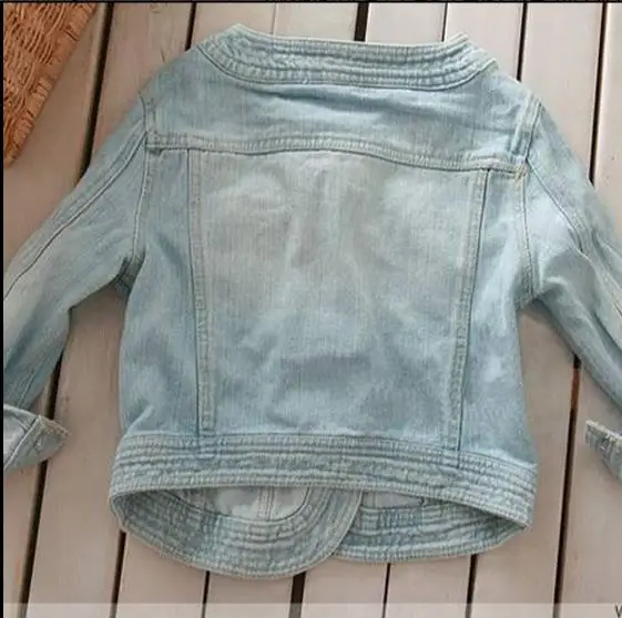 Весенне летняя винтажная укороченная джинсовая куртка короткий кардиган