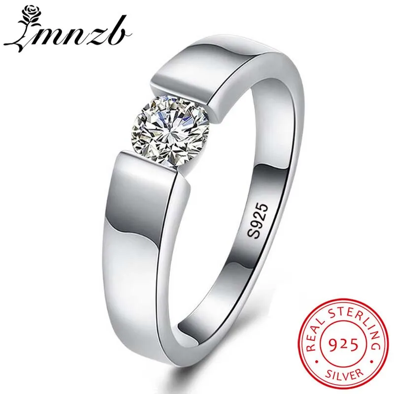 LMNZB Romantic Wedding Rings For Lover Original 925 Sterling Silver Couple Rings For Engagement Party Jewelry Wedding Bands R1-3