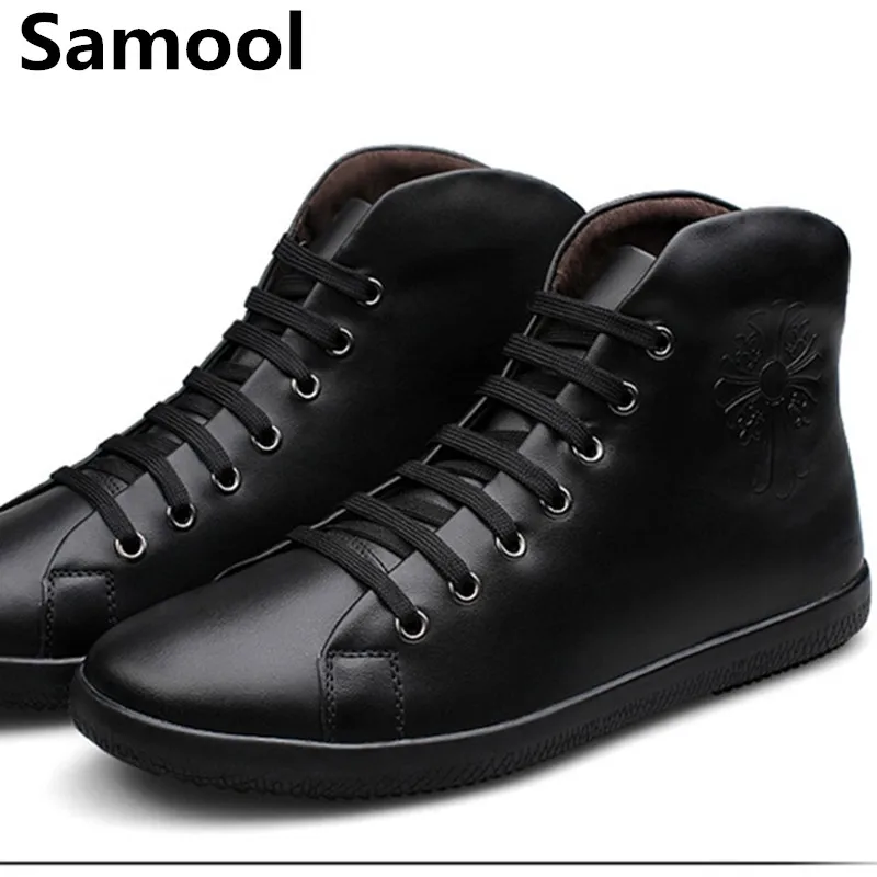 

Male winter boots High-Cut Lace-up Warm Men Casual Shoes Fashion high quality big size genuine leather comfortable warm shoeswx5
