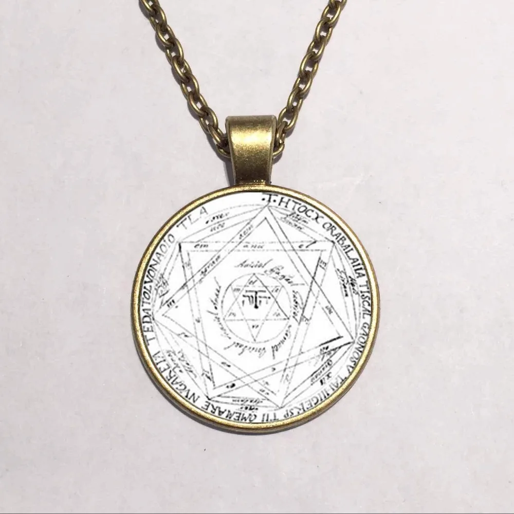 Wholesale Glass Dome pendant Key Solomon of necklace Rune Necklace
