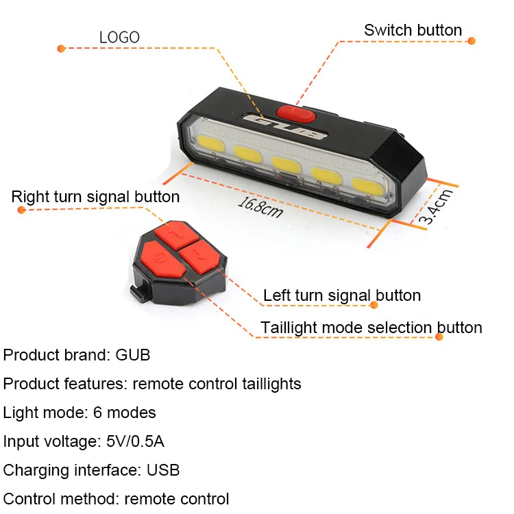 GUB задний велосипедный задний светильник водонепроницаемый Предупреждение USB Перезаряжаемый светильник задний фонарь светодиодный велосипедный светильник MTB седловой светильник