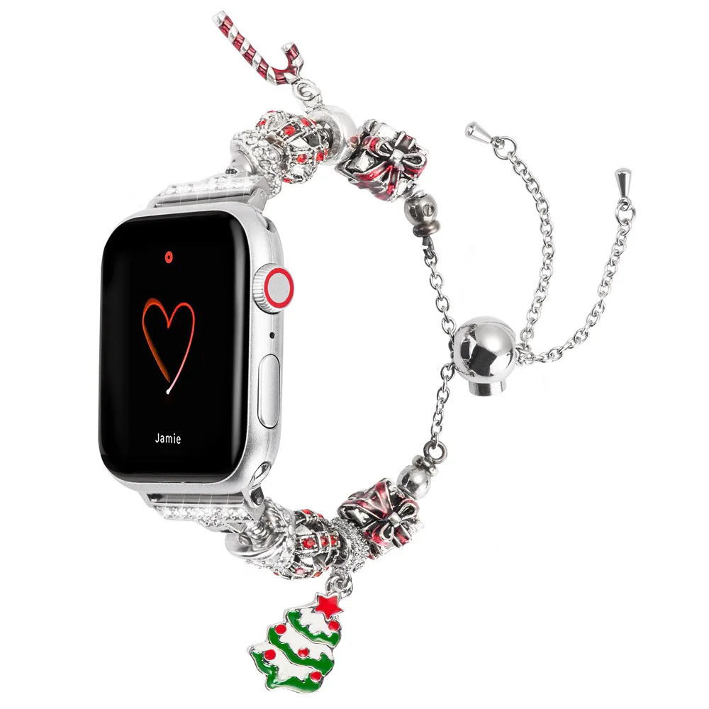 Wearlizer ремешок для Apple Watch ремешок 42 мм 38 мм 44 мм 40 мм ремешок из нержавеющей стали для девушек модный дизайн цепной ремешок для iwatch 5 4 3 2 - Цвет ремешка: Tree