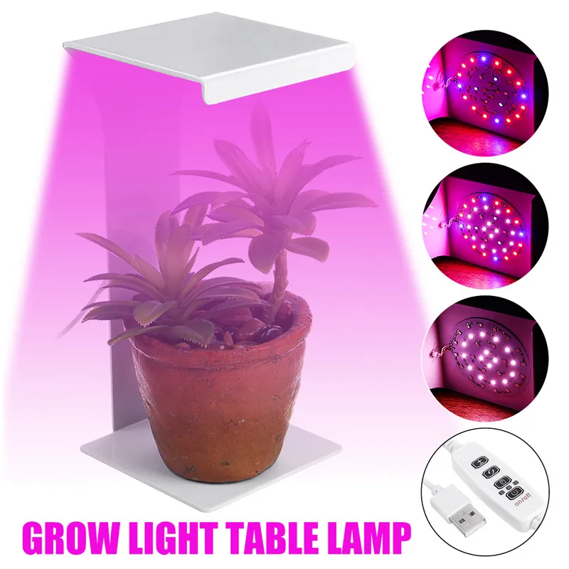 

New 38LED Grow Light Full Spectrum Grow Table Lamp 2835smd For Plants USB Spectrum Stepless Dimming+Timer 3 Models Lighting DC5V
