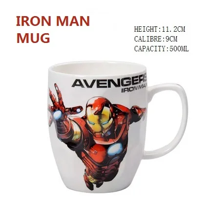 IRONMAN ULKNN с супергероями Мстители, Лига Справедливости Капитан Америка Железный человек Халк на тему Человека-паука кружки для кофе и молока Однотонная одежда кухонный подарок - Цвет: IRONMAN