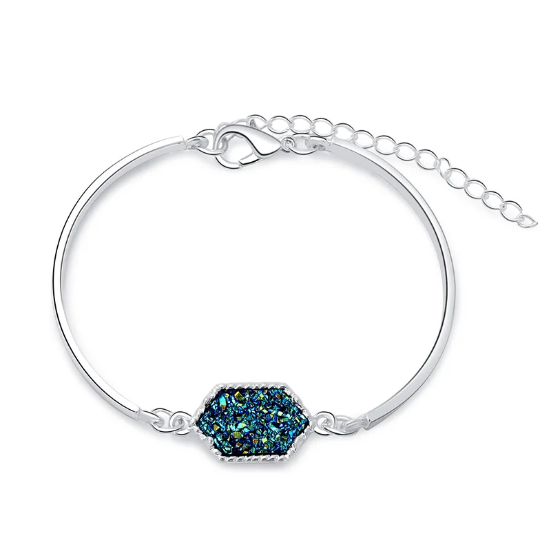 

7 Colors Resin Drusy Bracelet Imitation Crystal Stone Druzy Bracelets Gold Silver Color Brand Jewelry for Women