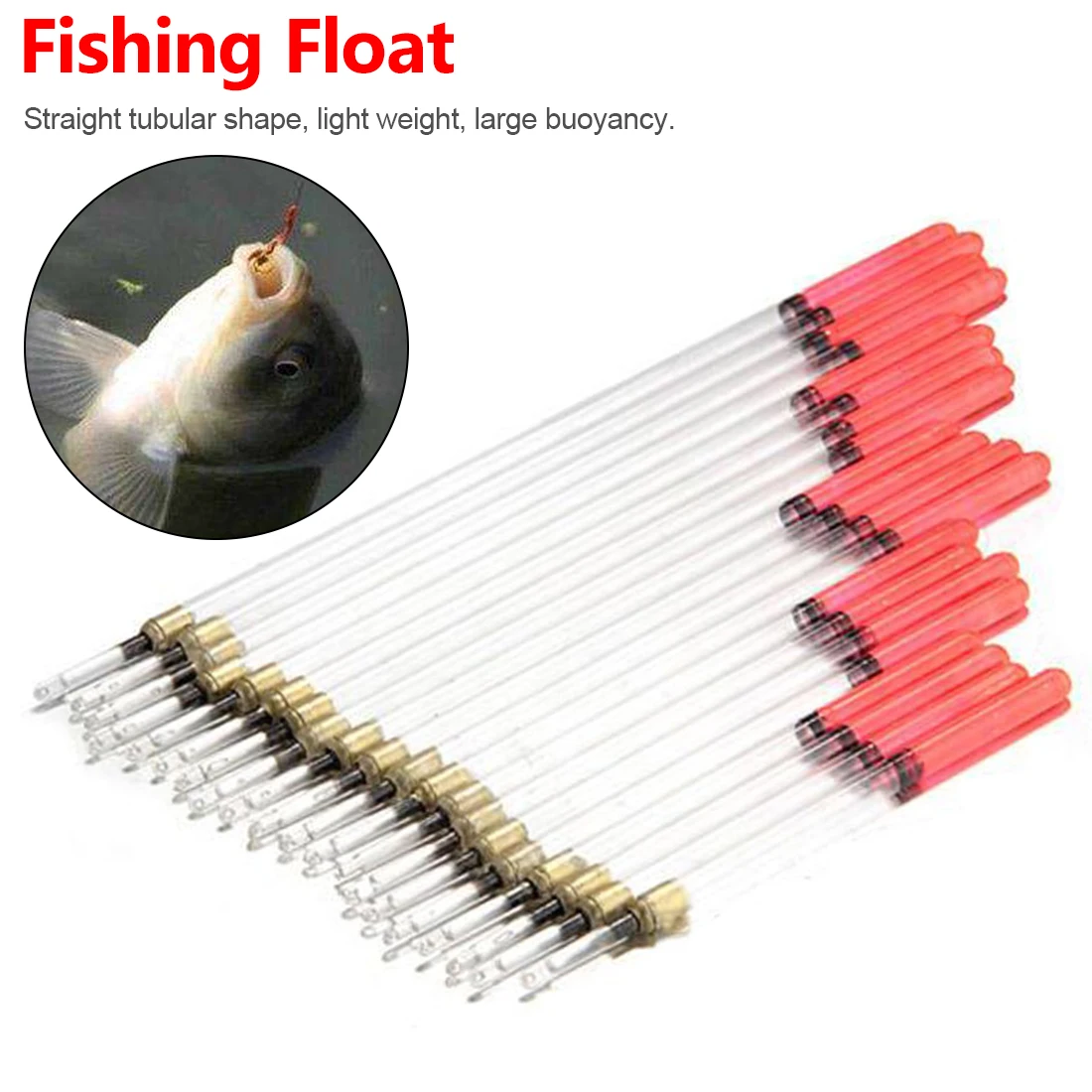 

20PCS Clear Crystal Fishing Floats Floating Stem Tube Set Kits Fishing Tackle